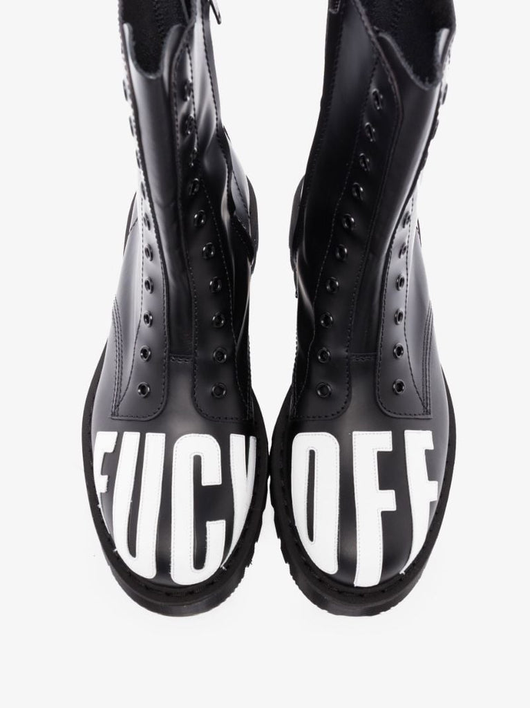 Black Fuck Off Leather Army Boots
