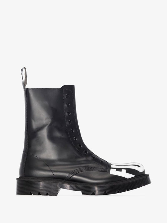 Black Fuck Off Leather Army Boots