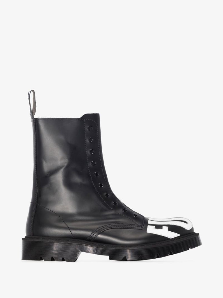 Black Fuck Off Leather Army Boots