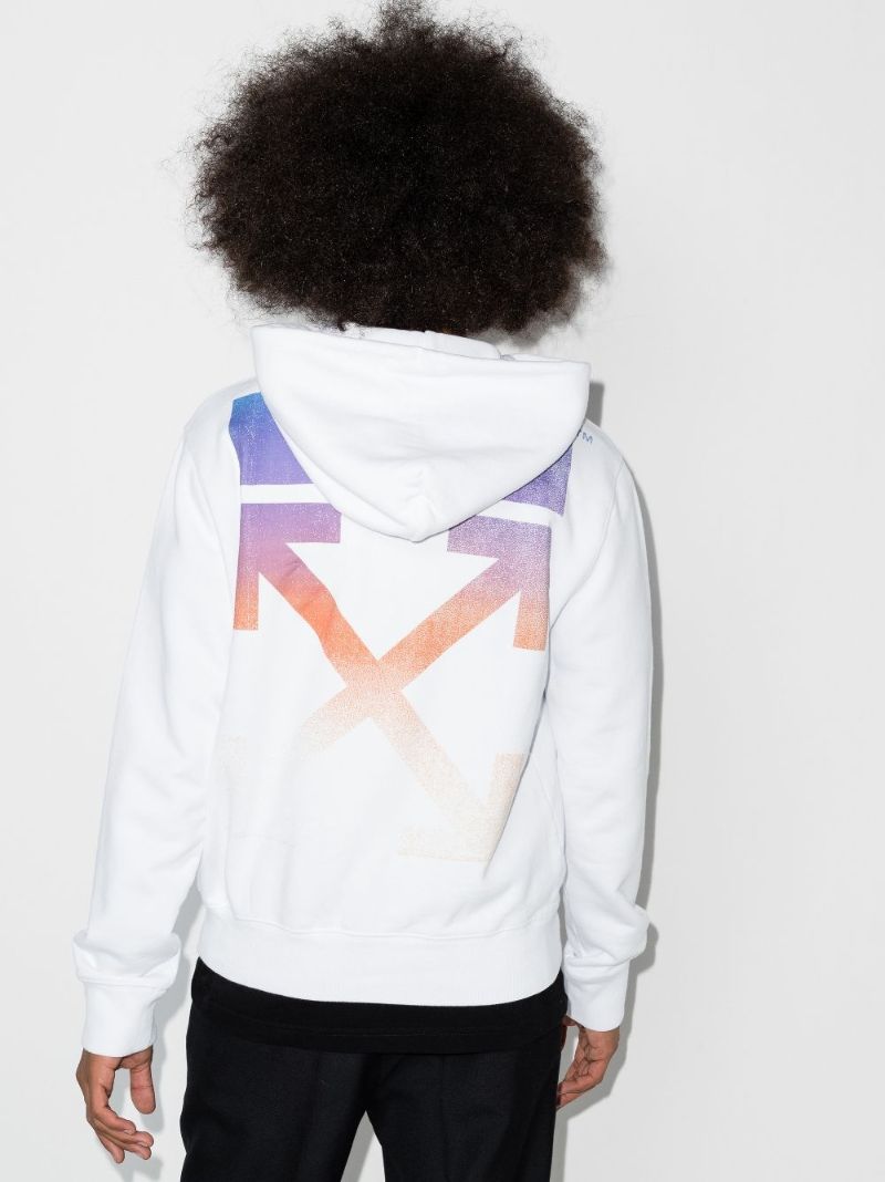 White Gradient Arrows Cotton Hoodie