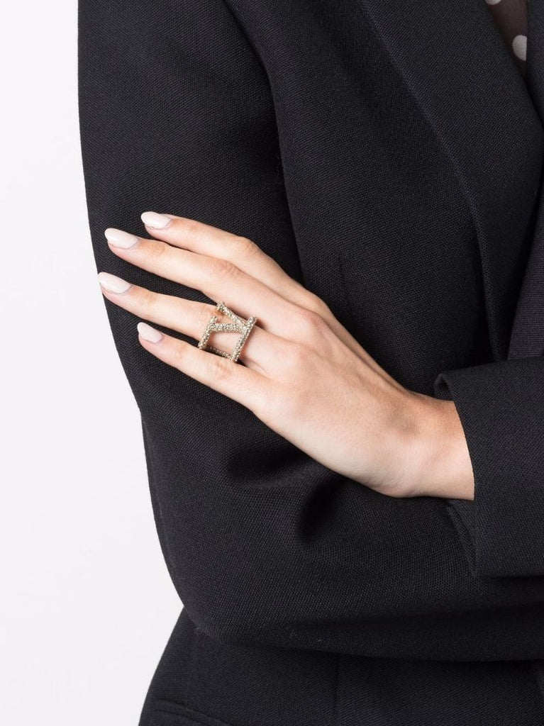 Gold-tone Vlogo Signature Crystal Ring