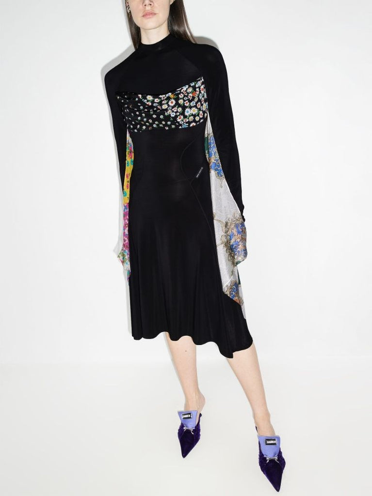 Regenerated Scarves Hybrid Midi Dress