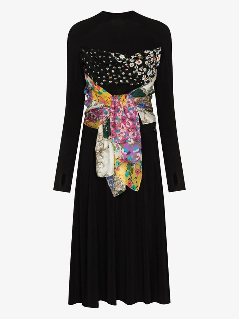 Regenerated Scarves Hybrid Midi Dress