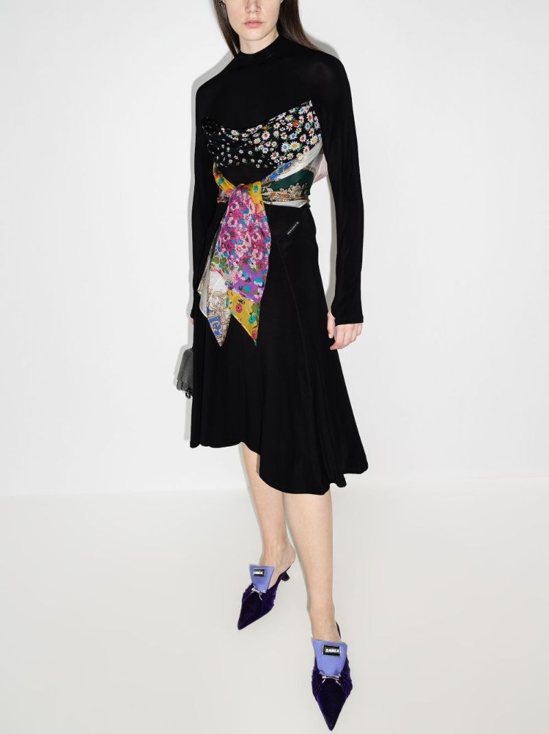 Regenerated Scarves Hybrid Midi Dress