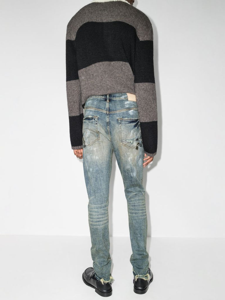 P002 Distressed Ripped Slim Fit Jeans