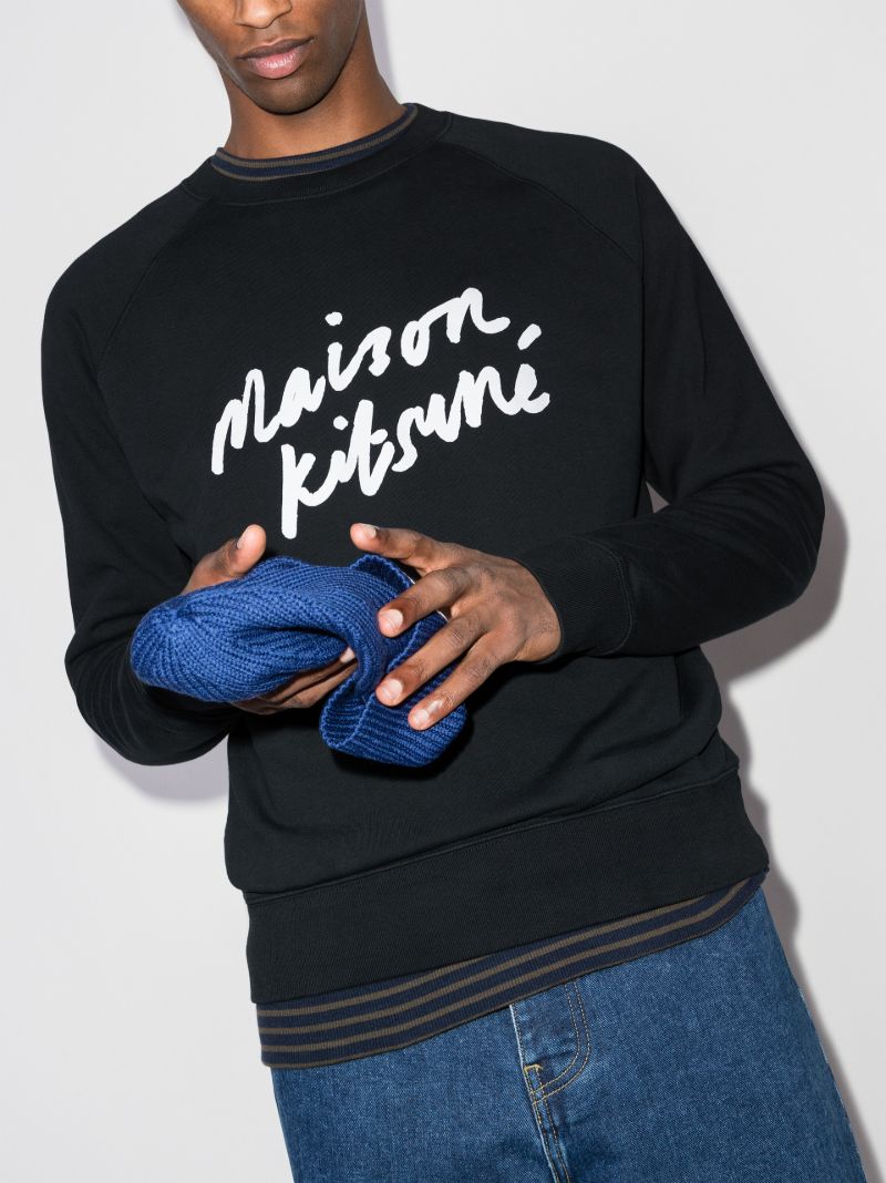 Handwriting Print Cotton Sweatshirt