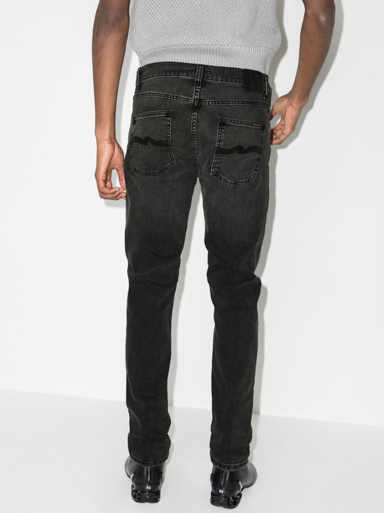 Black Washed Straight-leg Jeans