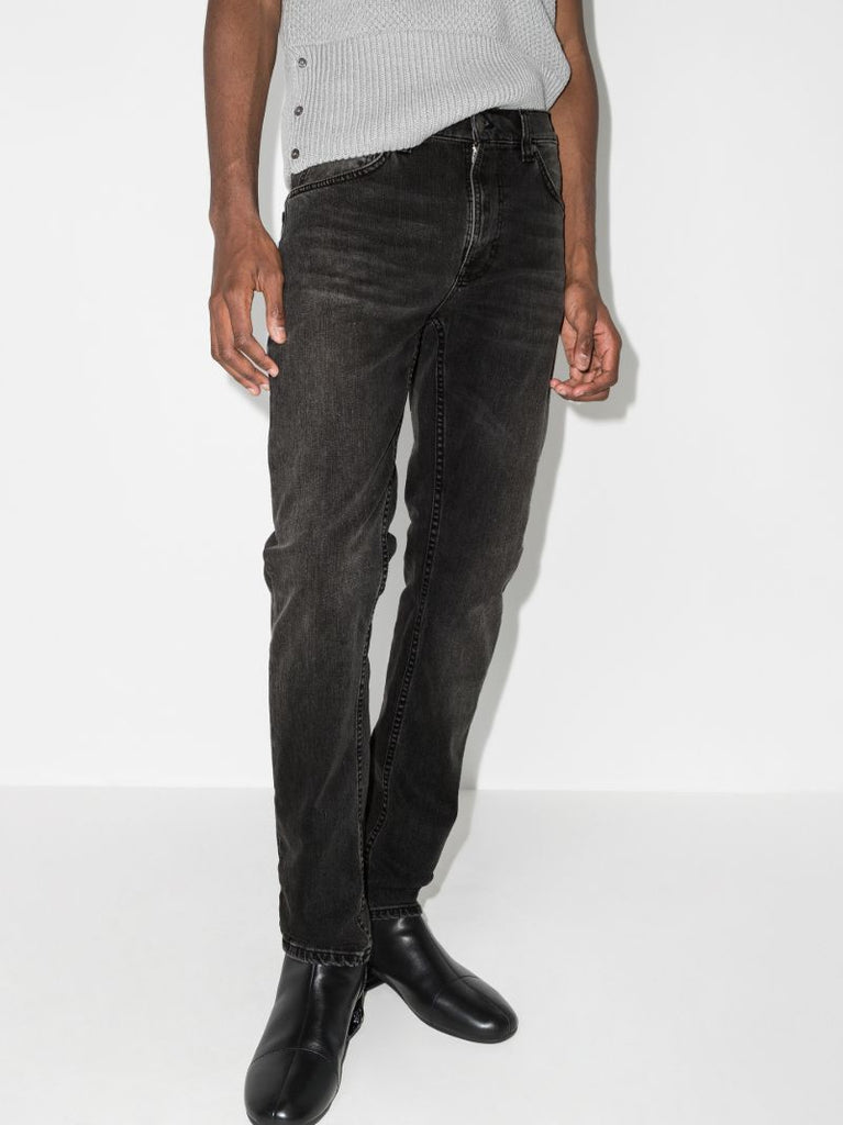 Black Washed Straight-leg Jeans