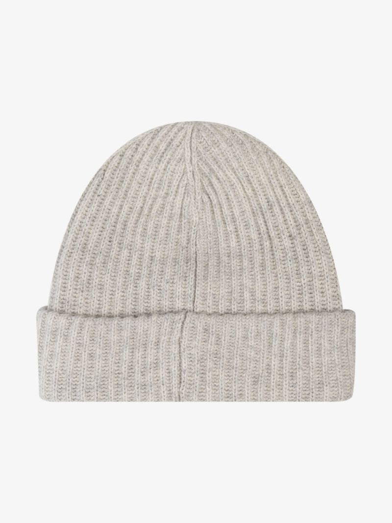 Grey Logo Ribbed Beanie Hat
