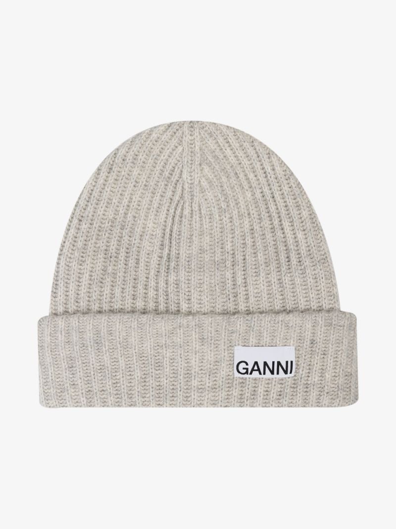 Grey Logo Ribbed Beanie Hat