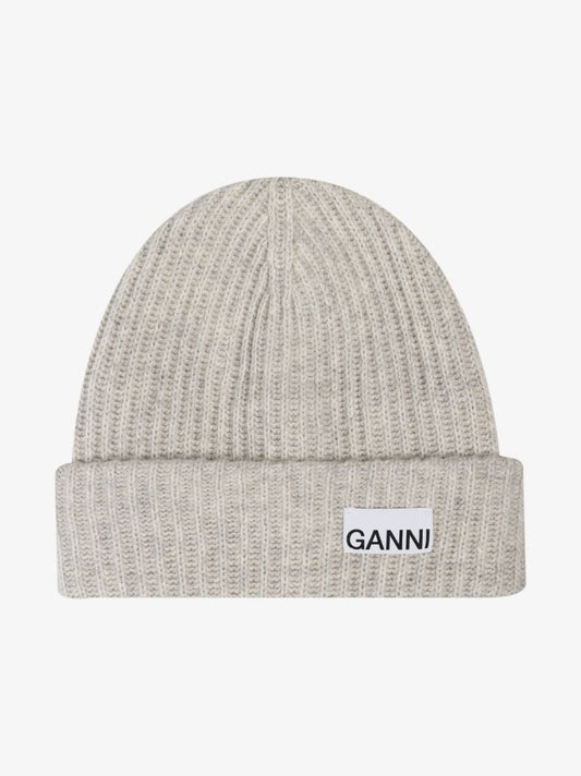 Grey Logo Ribbed Beanie Hat