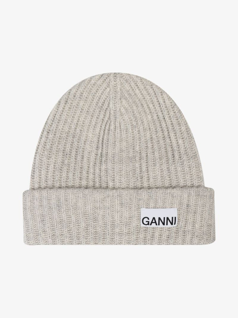 Grey Logo Ribbed Beanie Hat