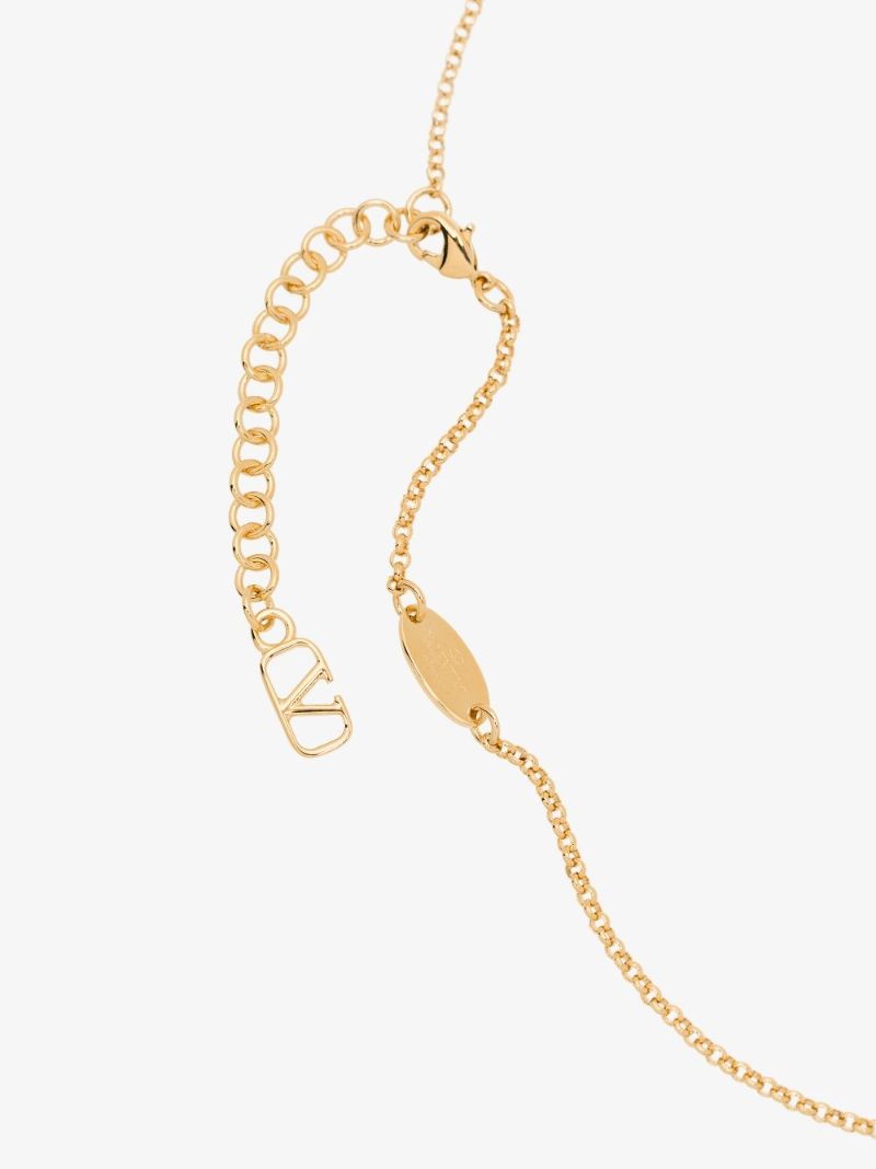 Gold Tone Vlogo Crystal Necklace