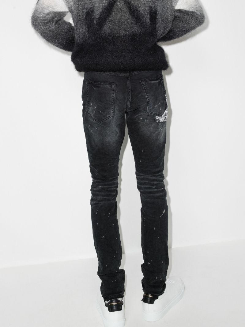P001 Bandana Print Patch Skinny Jeans
