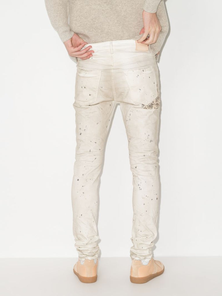 P001 Bandana Print Patch Skinny Jeans