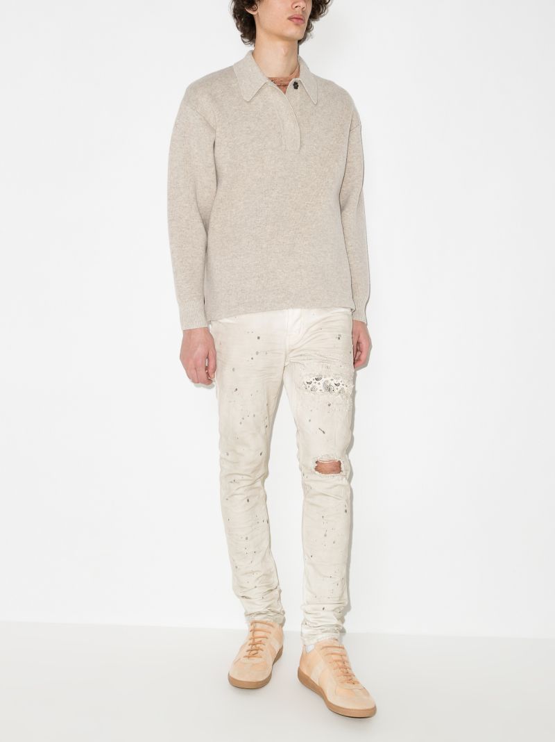 P001 Bandana Print Patch Skinny Jeans