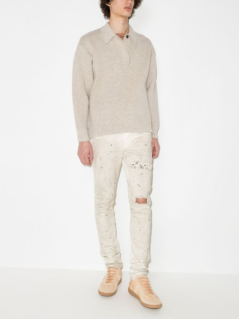P001 Bandana Print Patch Skinny Jeans