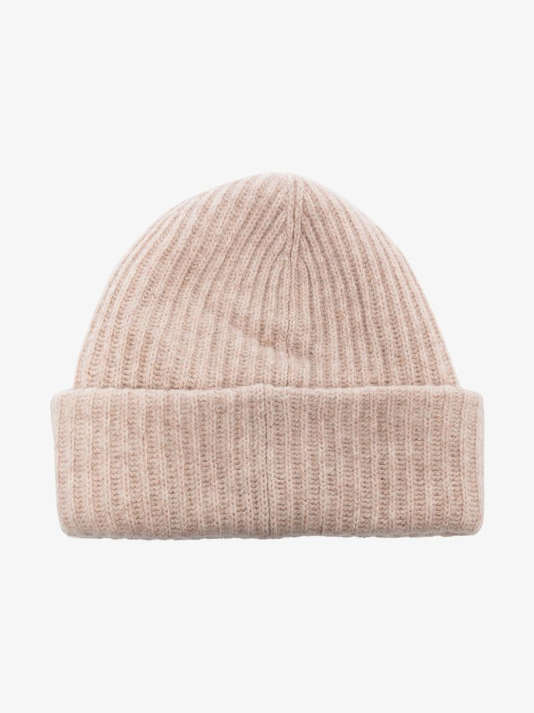 Neutral Logo Ribbed Knit Beanie Hat