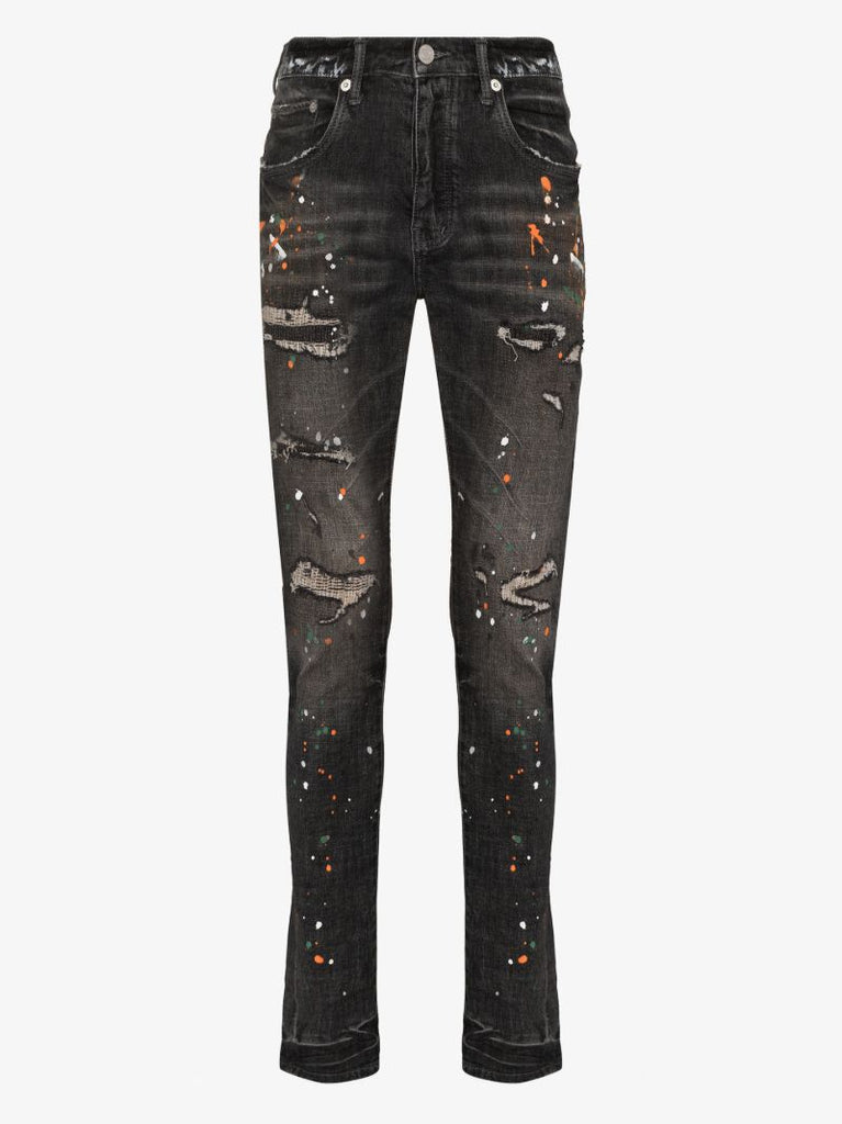 P001 Paint Distressed Skinny Jeans