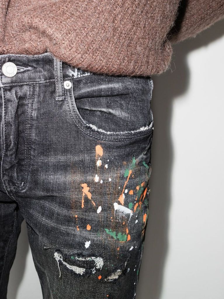 P001 Paint Distressed Skinny Jeans