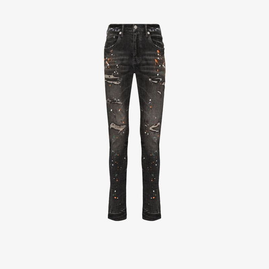 P001 Paint Distressed Skinny Jeans
