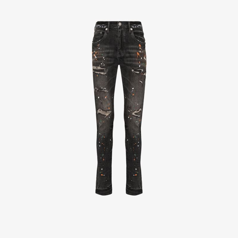 P001 Paint Distressed Skinny Jeans
