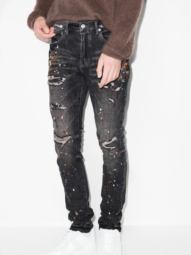 P001 Paint Distressed Skinny Jeans