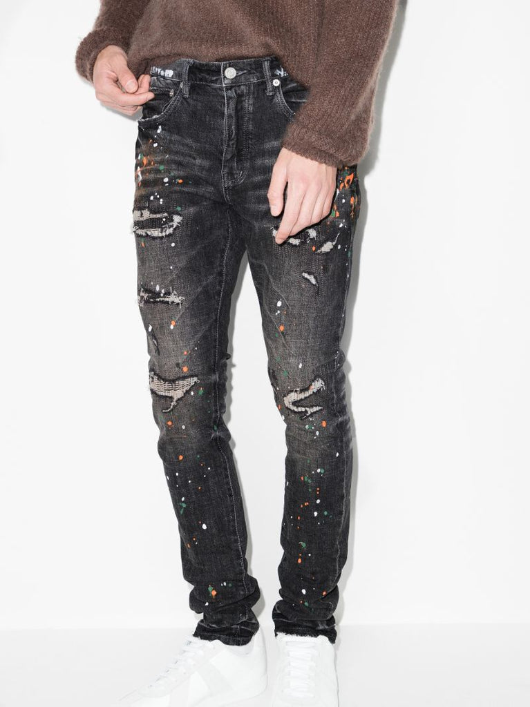 P001 Paint Distressed Skinny Jeans