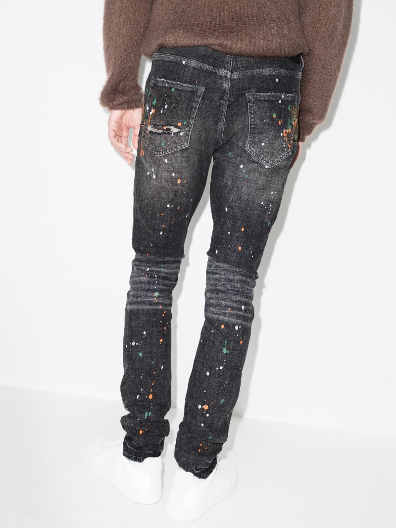 P001 Paint Distressed Skinny Jeans