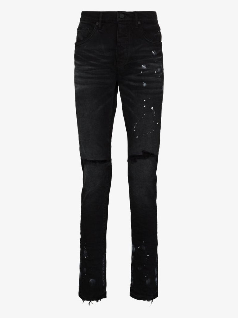 P001 Resin Knee Slit Skinny Jeans