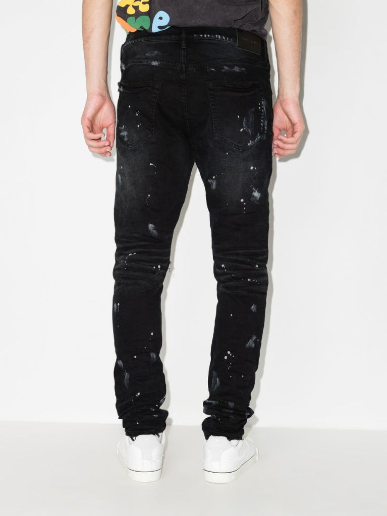 P001 Resin Knee Slit Skinny Jeans