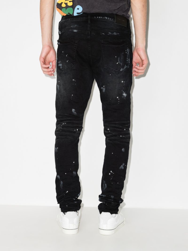 P001 Resin Knee Slit Skinny Jeans