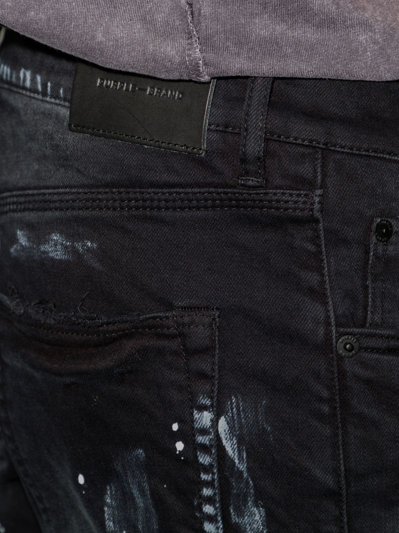 P001 Resin Knee Slit Skinny Jeans