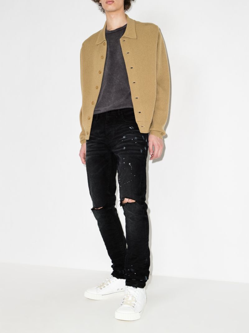 P001 Resin Knee Slit Skinny Jeans