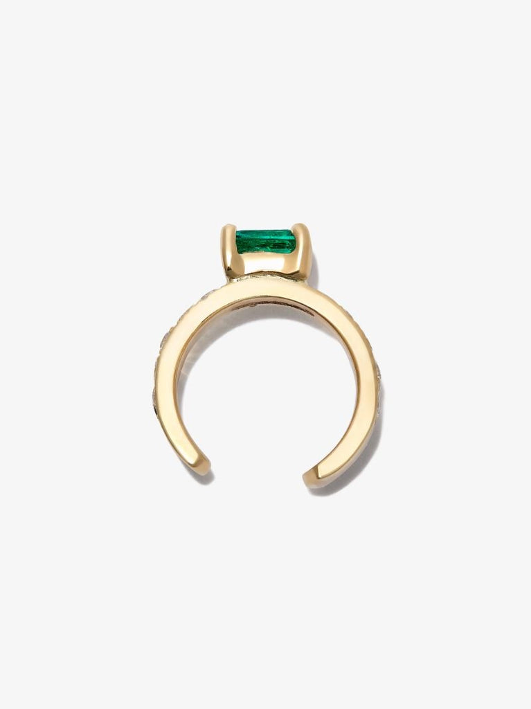14k Yellow Gold Emerald and Diamond Ear Cuff