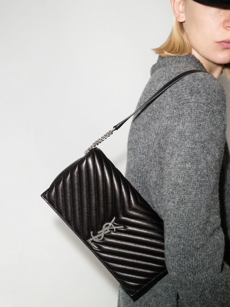 Black Kate Baguette Leather Shoulder Bag