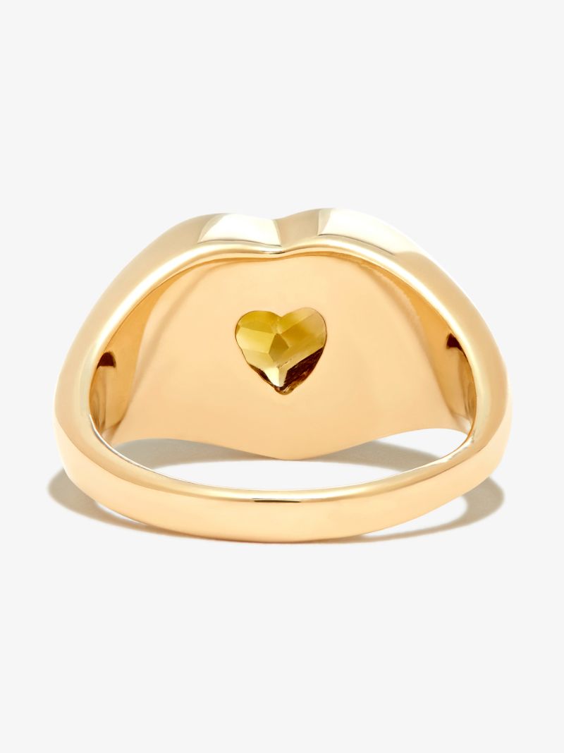 14k Yellow Gold Heart Tourmaline Signet Ring