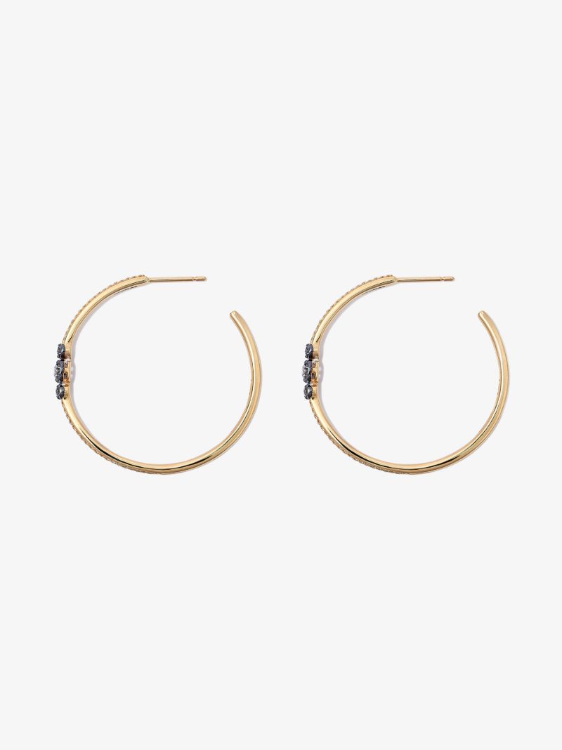 14k Yellow Gold 3 Graduated Diamond Hoop Earrings