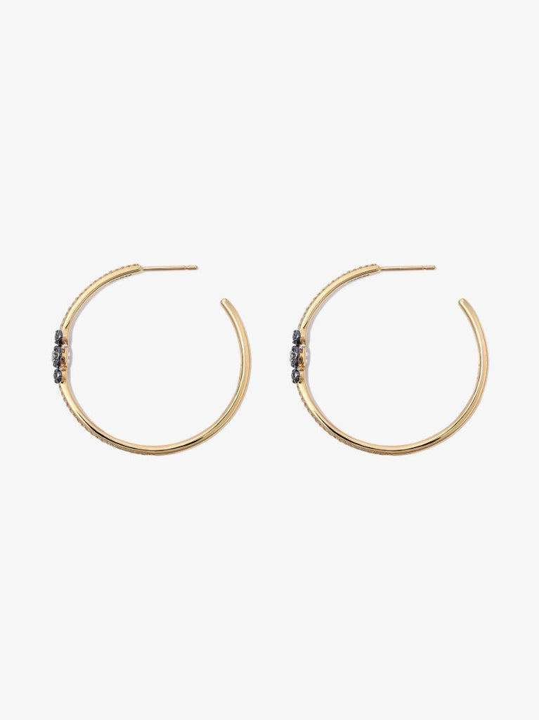 14k Yellow Gold 3 Graduated Diamond Hoop Earrings
