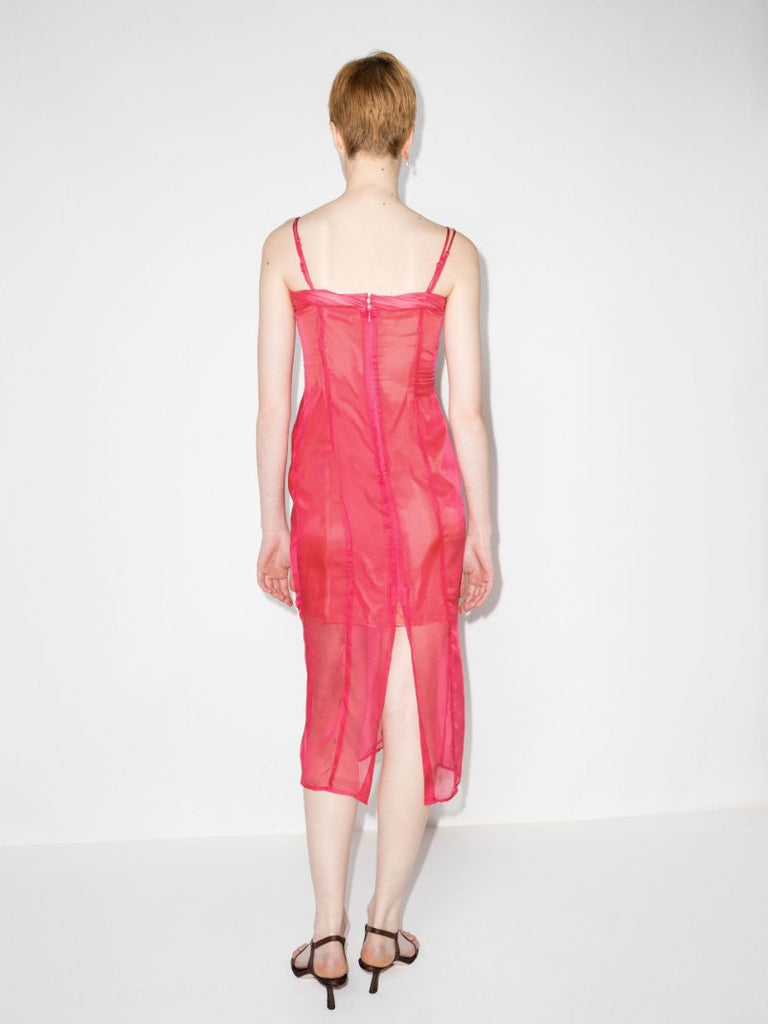 Emi Ruched Silk Chiffon Midi Dress