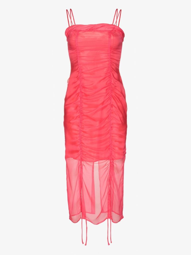 Emi Ruched Silk Chiffon Midi Dress