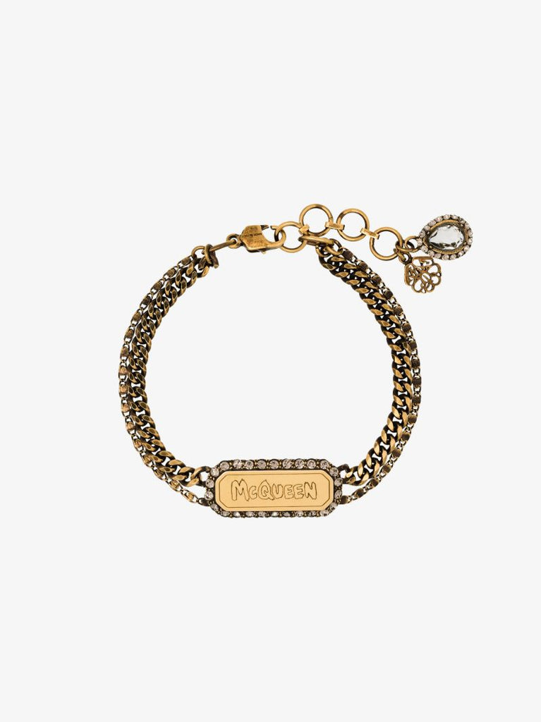 Gold-tone Graffiti Logo Double Chain Bracelet