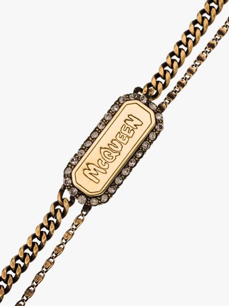 Gold-tone Graffiti Logo Double Chain Bracelet