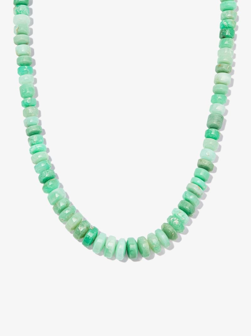 14k Yellow Gold Chrysoprase Beaded Necklace