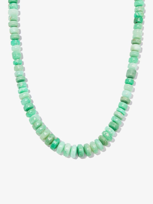 14k Yellow Gold Chrysoprase Beaded Necklace