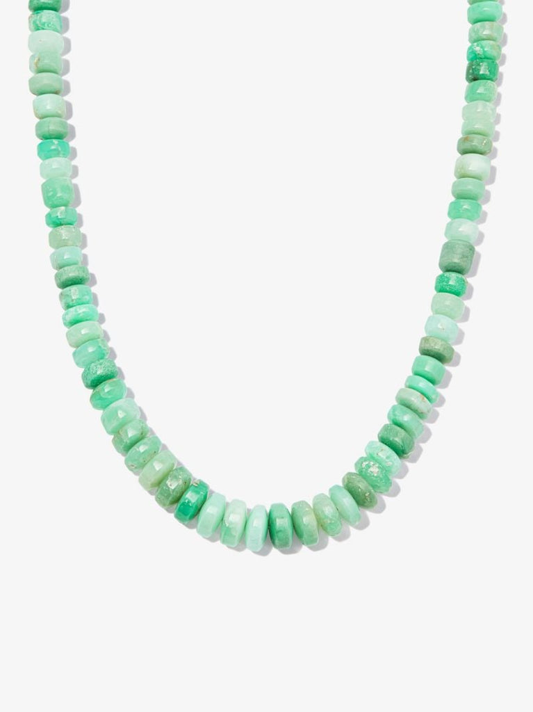 14k Yellow Gold Chrysoprase Beaded Necklace