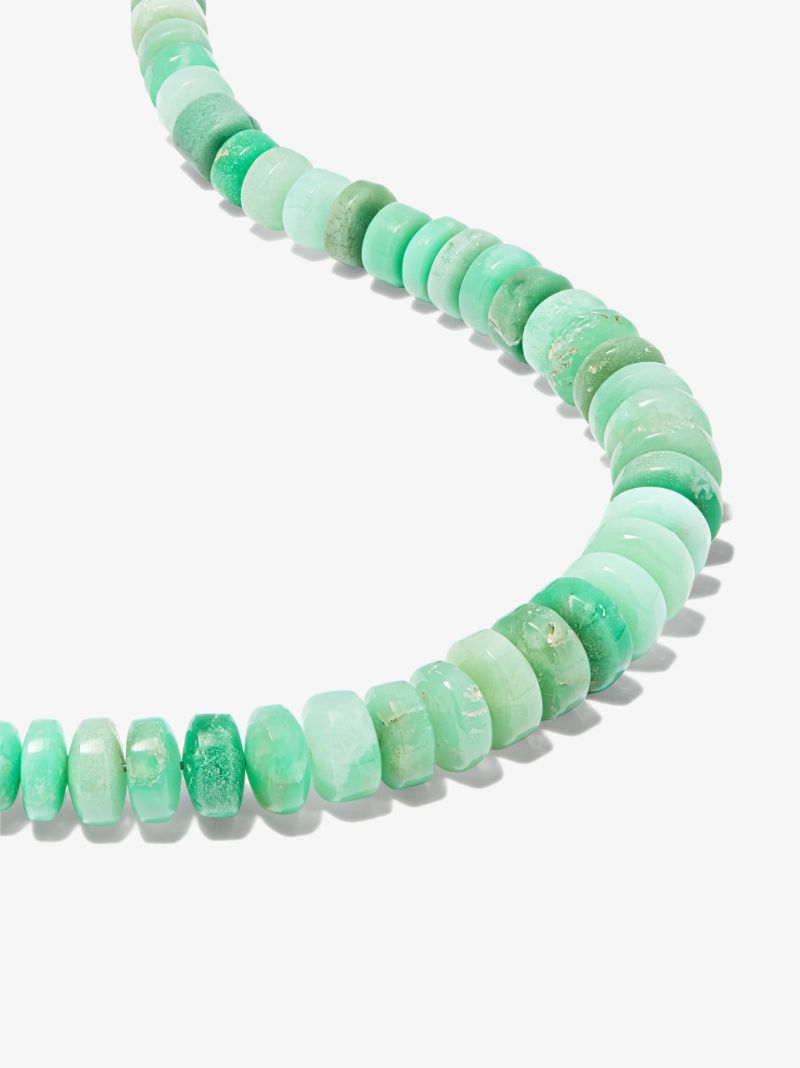 14k Yellow Gold Chrysoprase Beaded Necklace