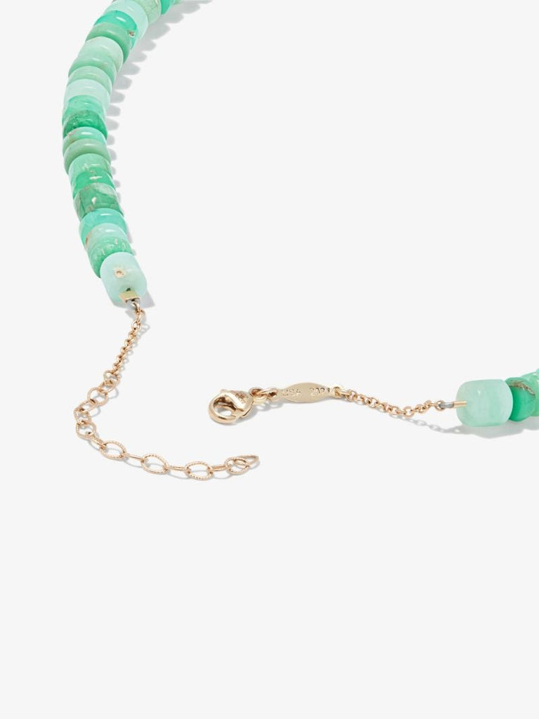 14k Yellow Gold Chrysoprase Beaded Necklace