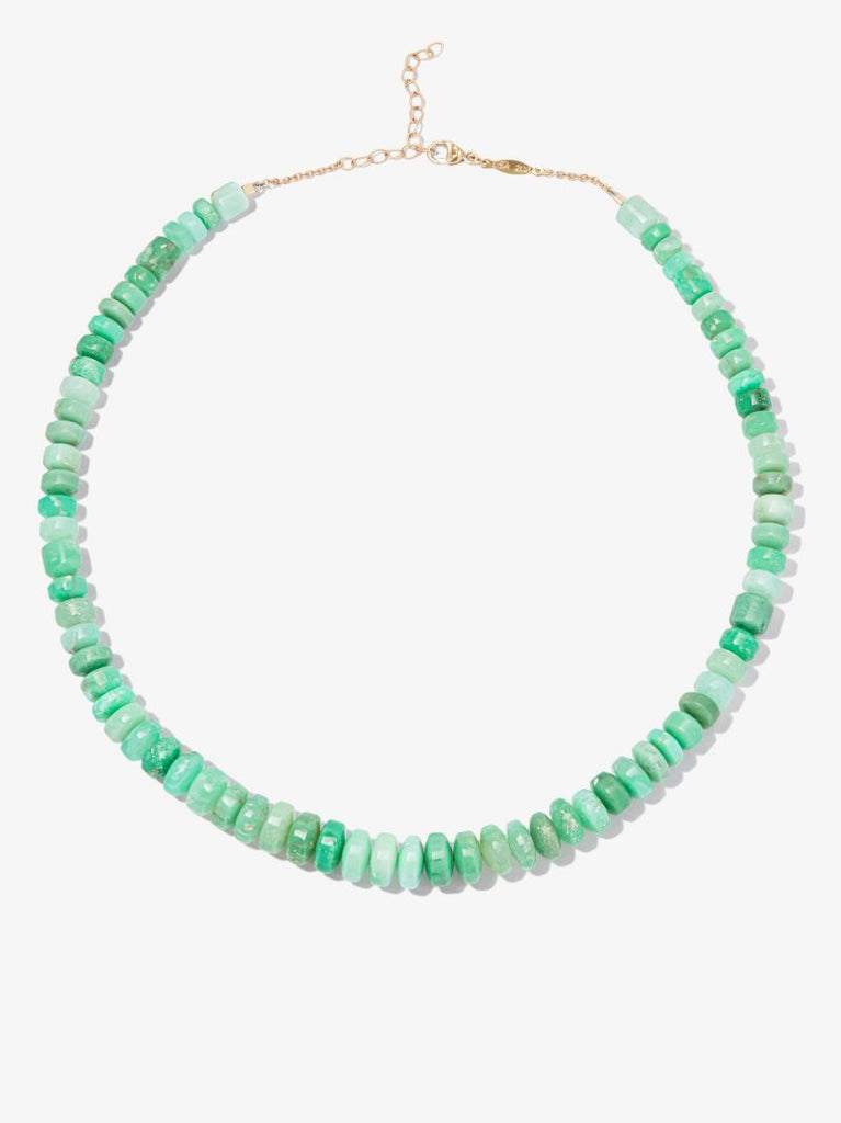 14k Yellow Gold Chrysoprase Beaded Necklace