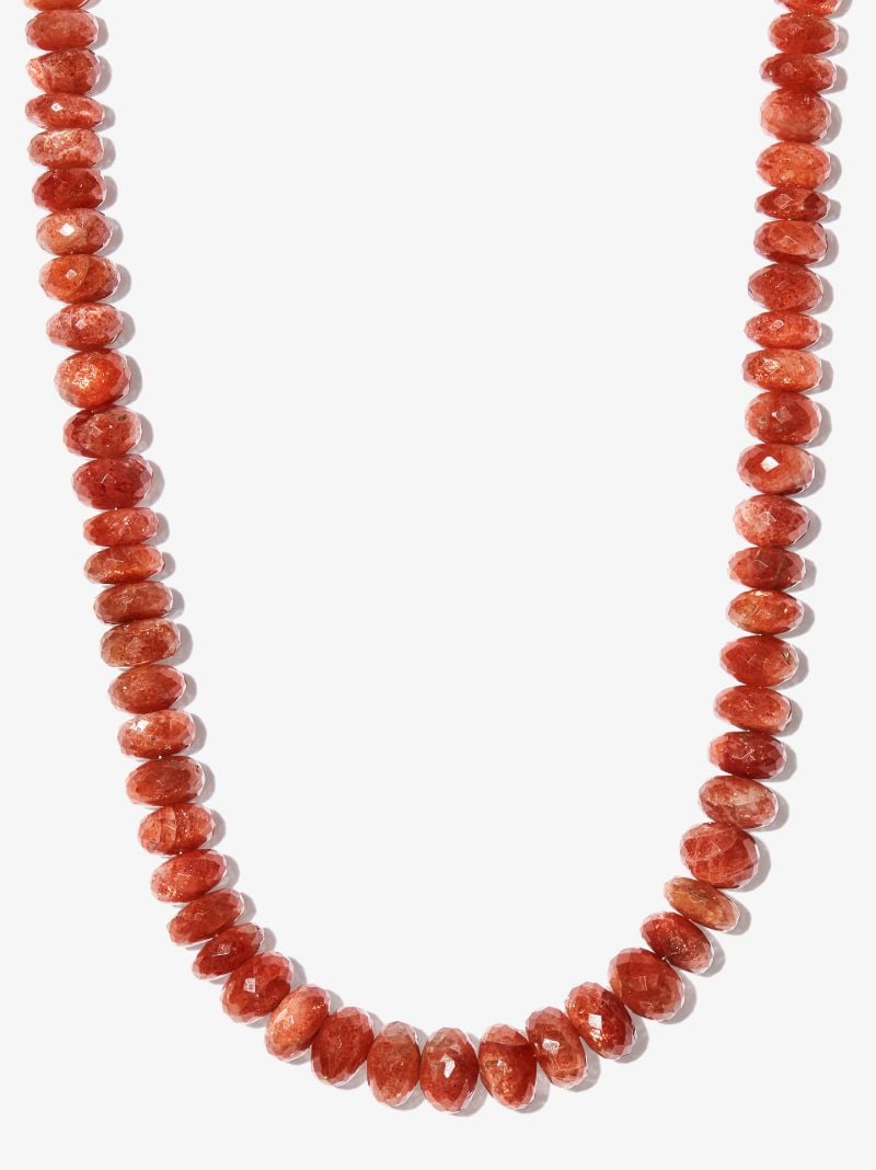14k Yellow Gold Sunstone Beaded Necklace